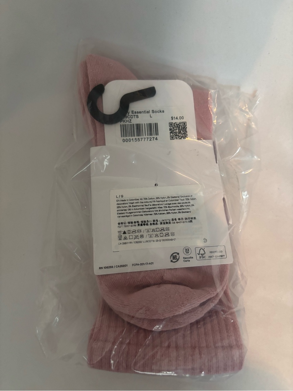 Muji Pink Ribbed Crew Socks - Picture 2 of 2